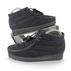 Clarks Originals Wallabee Quilted Nylon Ankle Boots Women 7 Black Toggle Crepe